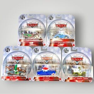 Disney Pixar Cars  Metal Holiday Christmas Winter Series Set Of 5 Die Cast Cars